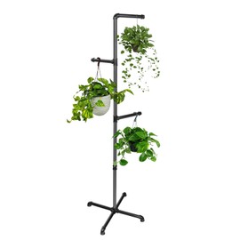 Chloraeon Hanging Plant Stand, Plant Hanger Indoor, Corner Hanging Plant Stand, Black Metal Holder for Bedroom, Living Room, Garden, Balcony