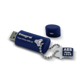 Integral Memory 8GB Crypto-197 256-Bit 3.0 USB Stick verschlüsselt - USB Stick Passwort geschützt - FIPS 197 zertifiziert, Schutz vor Brute-Force-Angriffen - robustes Design CRYPTO DUAL Blue
