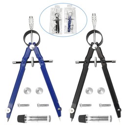 Snillok Professional Compass for Geometry, Math Compass Geometry with Lock Screws and Lead Replacement, Metal Drafting Compass Precision Spring Bow Compass Drawing with Wheel for Woodworking School