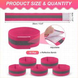 PATIKIL Reflective Bands for Wrist/Arm/Ankle/Leg, 16pcs High Visibility Reflector Bands, Safety Reflector Tape Straps for Night Running Cycling Walking, Pink