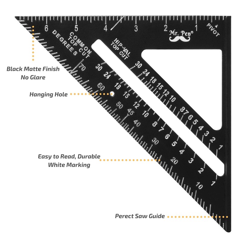 Mr. Pen- Metal Square Ruler, 7 Inch, Aluminum Rafter Square,