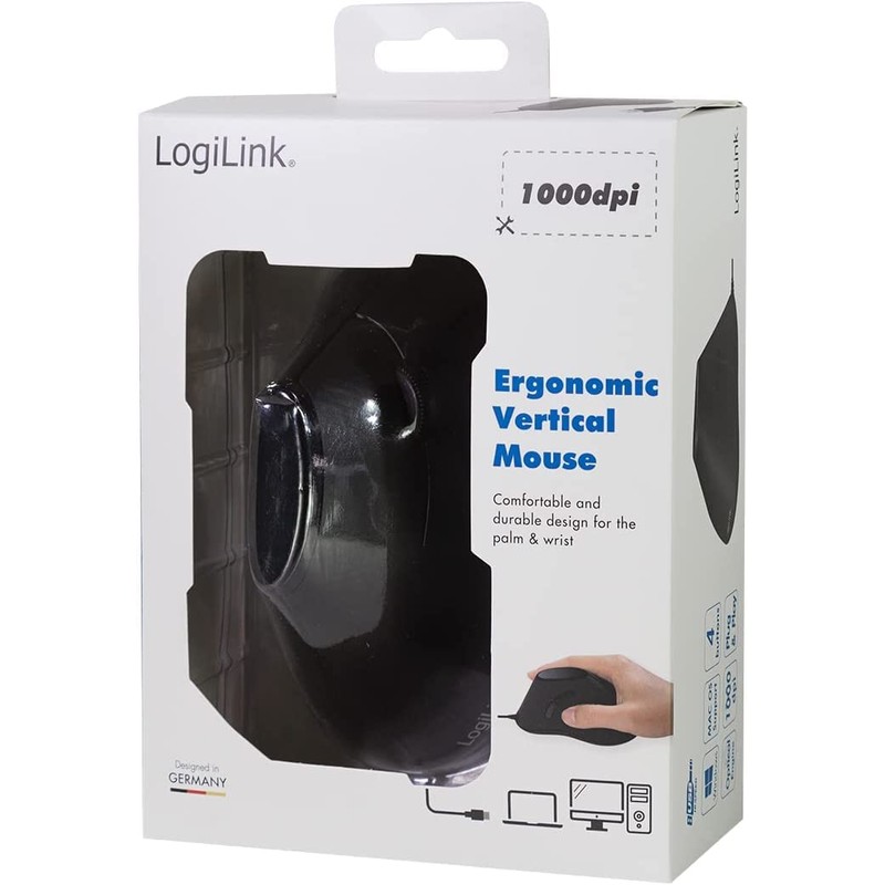 LogiLink ID0158 ergonomic vertical mouse Black