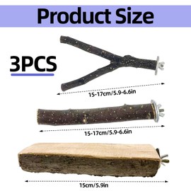 3 PCS Bird Perches，Parrot Perch for Cage，15 cm /5.9in Natural Wood Bird Cage Perches for Parrotlets Budgies Cockatiels Parakeets Lovebirds