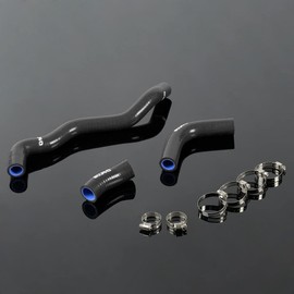 G-PLUS (Black) Silicone Radiator Coolant Hose Tube Kit Clamps, Compatible with Suzuki DRZ400S DRZ400SM 2002 2003 2004 2005 2006 2007 2008 2009 2010 2011 2012 2013 2014 2015