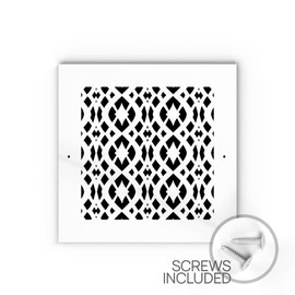 SABA Home Decor Air Vent Cover Grille - Acrylic Fiberglass 10 x 10 Duct Opening (12 x 12 Overall) White Finish Decorative Register Covers for Walls and Ceilings, Charlotte (10 x 10 with Screws, White)