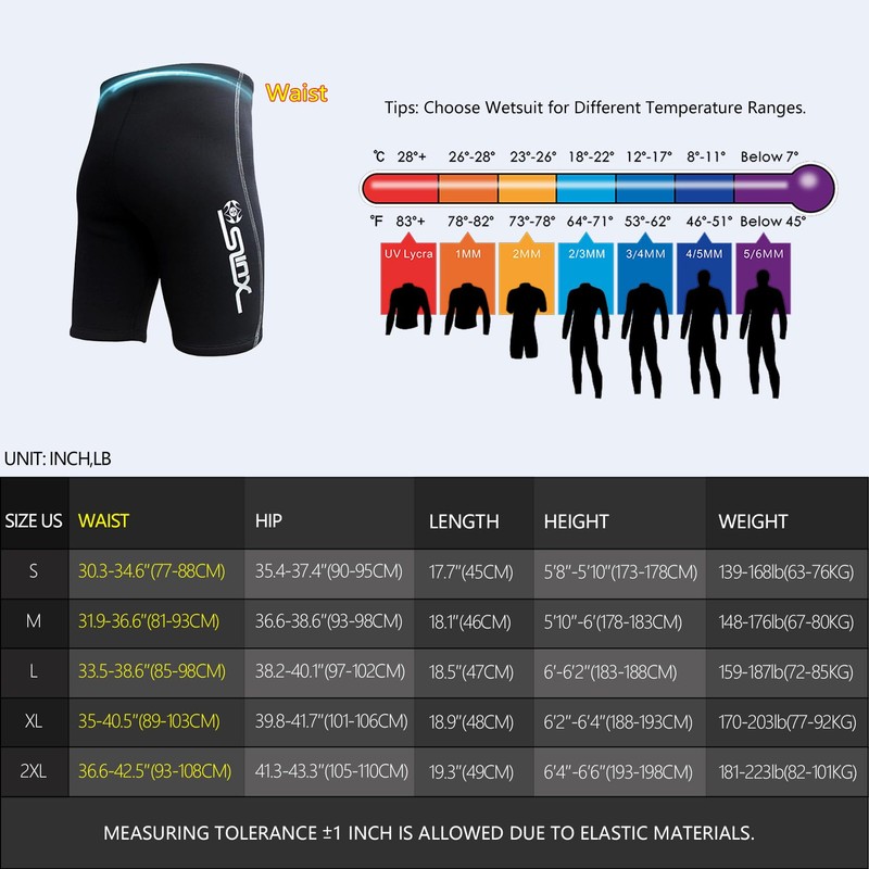 Dizokizo Men Wetsuit Short Pants 2mm Neoprene Shorts for Scuba