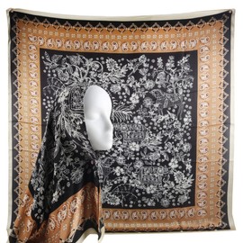 Myneiyi XL 43 Inch Extra Large Square Scarf Fashion Scarves Silk Feeling Hair Scarf Wrapping Scarfs Night Sleeping Headscarf, Ba1017, Free size