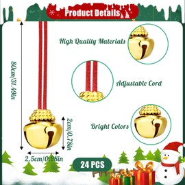 Christmas Bells Decoration Pack of 24 Christmas Tree Decoration Bell Small Christmas Bells Mini Christmas Tree Bells for Christmas Decoration, DIY Crafts, Gifts (Gold)