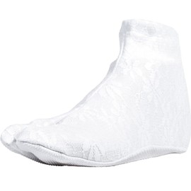 Kyoetsu Women's Lace, Tabi Cover, White, Black, white-2, 24.0 cm