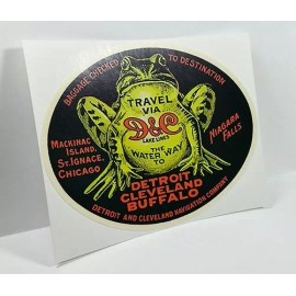 D&C Lake Lines Vintage Style Travel Decal / Vinyl Sticker, Luggage Label