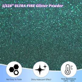 Ceya Ultra Fine Glitter Powder，3.5oz/ 100g Emerald Green Craft Glitter Powder Mixed Fine Iridescent Nail Sequins Flakes for Epoxy Resin, DIY Crafts Tumblers Painting, Scrapbooking, Christmas Decor