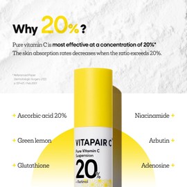 Nature Republic Ampolla iluminadora Vitapair C Glow Reveal, niacinamida, retinol, pantenol, extracto de fruta cítrica de limón, ampolla de vitamina C, piel luminosa, cuidado de la piel coreano, 24
