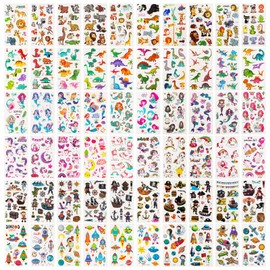 Habett Tattoos for Kids, 60 Sheets Mixed Styles Temporary Tattoos Stickers Set for Girls and Boys, Space Dinosaur Animals Tattoos for Kids Birthday Party Supplies