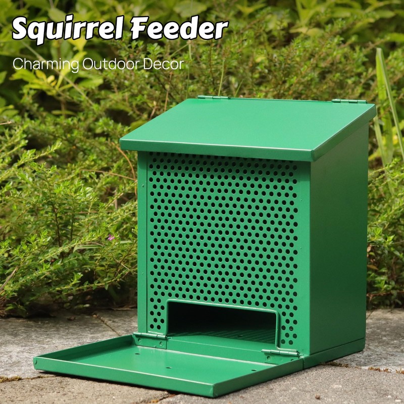 Gavinjitao Squirrel Feeders for Outside，Squirrel Feeder with Foldable Metal Front
