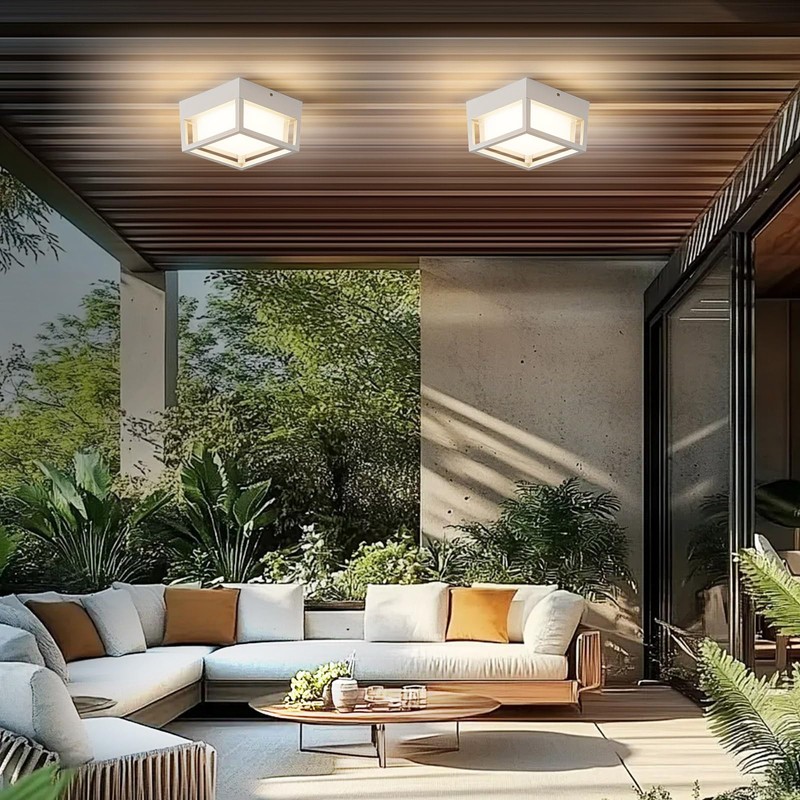CHENS01 Small Outdoor Flush Mount LED Ceiling Light Exterior Porch