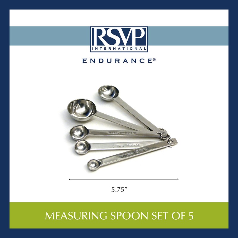 RSVP International Endurance Measuring Spoons, Round, Stainless Steel