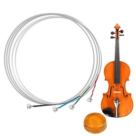 Violin Steel Core, Violin Strings, Fiddle String Strings, for Sizes 3/4 and 4/4 Steel Strings, Full String Set for Violin, Rustproof Accessories for Musical Instruments, with 1 Piece Bow Rosin