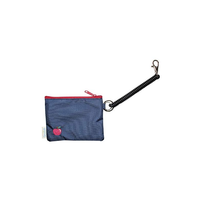 Smilish Children's Pass Case with Coil Chain (Apple), Navy, Red