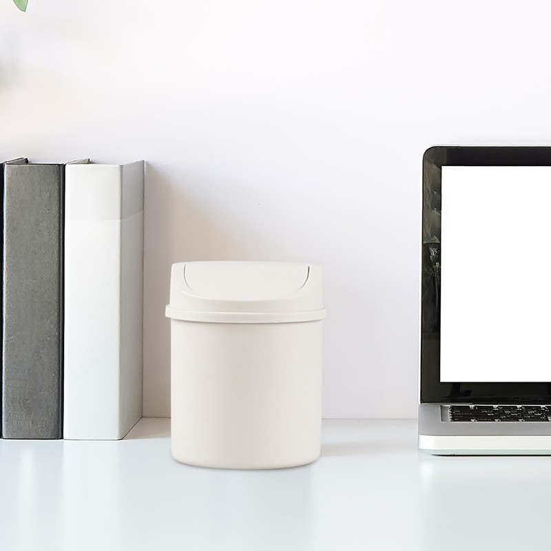 Zerdyne 2 L Plastic Mini Trash Bin with Swing-Top Lid,