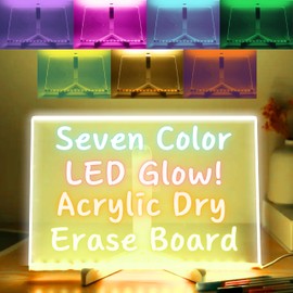 Acrylic Dry Erase LED Board–Clear Lighted Doodle Board–Rewritable Glow Easel Digital Chore Board–Children's Note Board–Acrylic Message Board with Stand–Luminous Writing Tablet