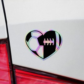 Holographic Decal Stickers Of Sport Half Hearts Soccer Football Premium Waterproof Vinyl Decal Stickers For Laptop Phone Accessory Helmet Car Window Mug Tuber Cup Door Wall Deco ANDVER30g5150HO110422