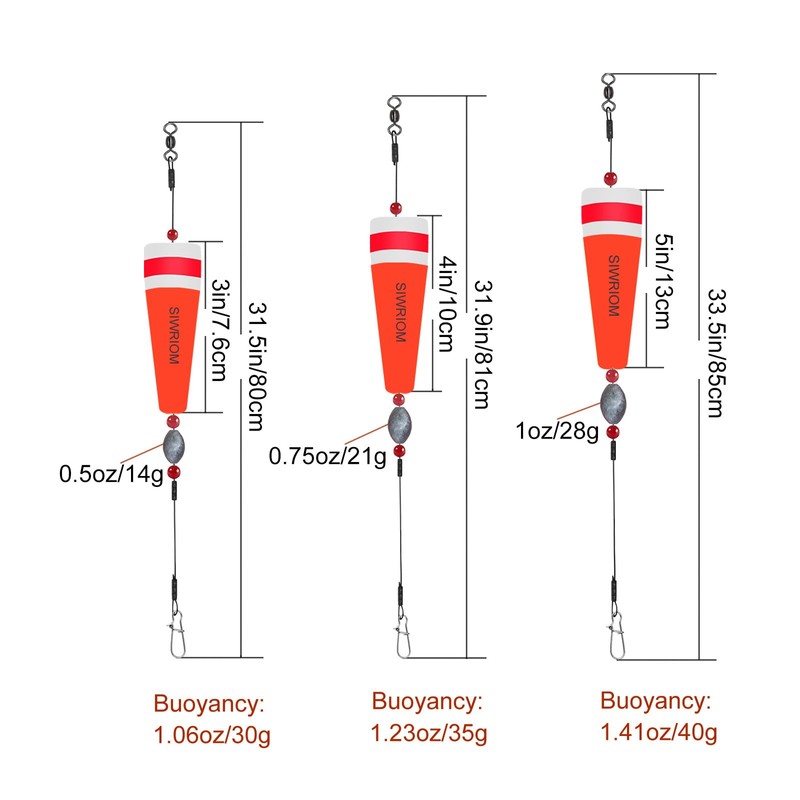 SIWRIOM Popping Cork Float Rig Rattle (1.23oz, Orange-4PCS)