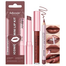 3 Pcs Matte Lipstick Lip Liner Stain Pencil Set with Long-Lasting Smudge-Proof and High Pigment for Women Lip Makeup (03 Berry)