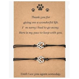 Sympathy Gifts for Dog Lover Pet Loss Memorial Gift Bracelets for Pet Owners 2pcs Paw Print Bracelet Loss of Dog Cat Sympathy Gifts Braceles