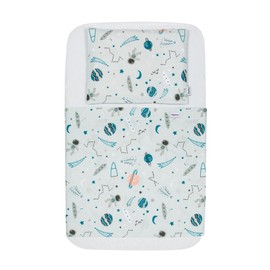 FlyIdeas Next2me Bedside Bed Fitted Sheet 4-Piece Complete Set 83 x 50 cm with Waterproof Mattress Protector - Compatible with Baby Cot Beds and Mattresses 50 x 83 cm and Similar, 100% Cotton