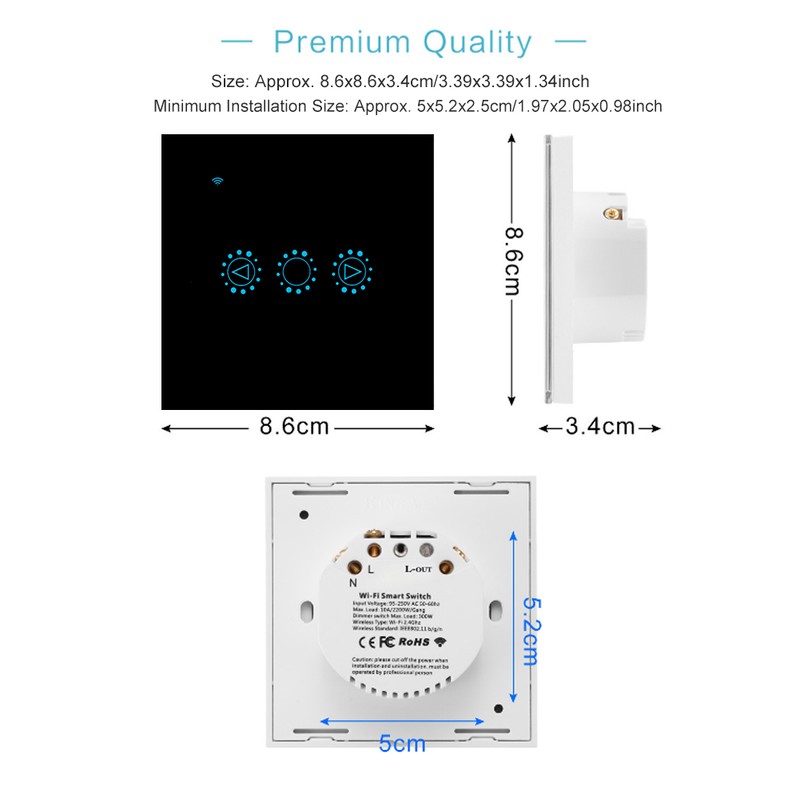 LED Intelligent Touch Timing Switch Wifi Dimming Remote Control Smart