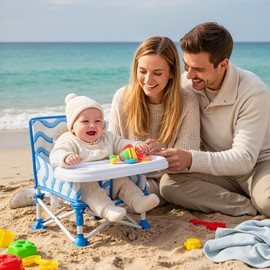 Tiny Marvels Portable 3-in-1 Baby Chair, Cozy Booster Seat, Baby Seat with Tray, Compact Foldable, Toddler Chair with Child Safety Belt Carry Bag, Perfect for Travel (Big Waive)