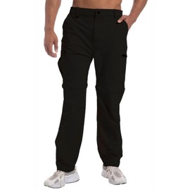Mens Outdoor Hiking Pants Convertible Lightweight Water Resistant Quick Dry Zip Off Fishing Travel Camping Tactical Pants Black L