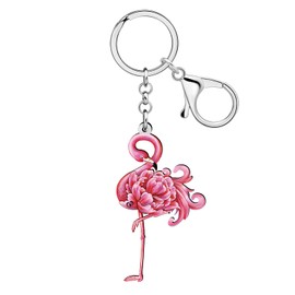 WEVENI Inspirational Flamingo Gifts for Women Girls Pink Flamingo Keychain Backpack Purse Charms Car Key Chain Accessories (Red)