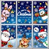 Christmas Window Stickers,6 Sheets Christmas Window Clings,Reusable Double Sided Xmas