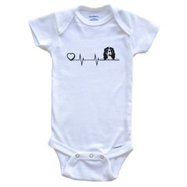 Heart Heartbeat Line Chart Springer Spaniel Dog Breed Baby Bodysuit, 0-3 Months White