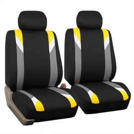 FH Group Car Seat Covers Front Set Yellow Cloth - Seat Covers for Low Back Car Seats with Removable Headrest, Universal Fit, Automotive Seat Cover, Airbag Compatible Car Seat Cover for SUV, Sedan, Van