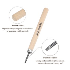 Kozelo 2pcs Exacto Art Knife - [2mm] Wood Handle 50# Carbon Steel Round Blade Craft Hobby Carving Knife Set Blackening Precision Knives for Leather Wood Modeling Scrapbooking