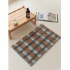 WENSHUO Seasalt Checked Area Rug (Brown),Microfiber Absorbent Non-Slip Throw Rug,TPR