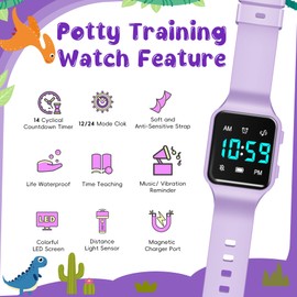 Potty Training Watch for Toddler with Countdown, Alarms, Music or Vibration Alerts - Waterproof Toddler Toilet Trainer for Boys & Girls Ages 2-9