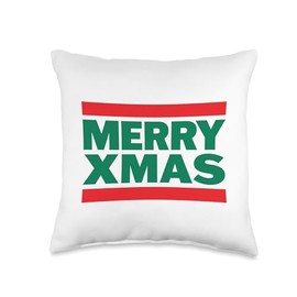 MERRY XMAS christmas hip hop 80s throwback rap music fashion Throw Pillow