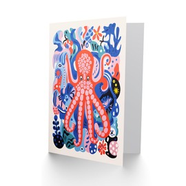 Artery8 Octopus Coral Reef Matisse Style Pattern Card for Birth