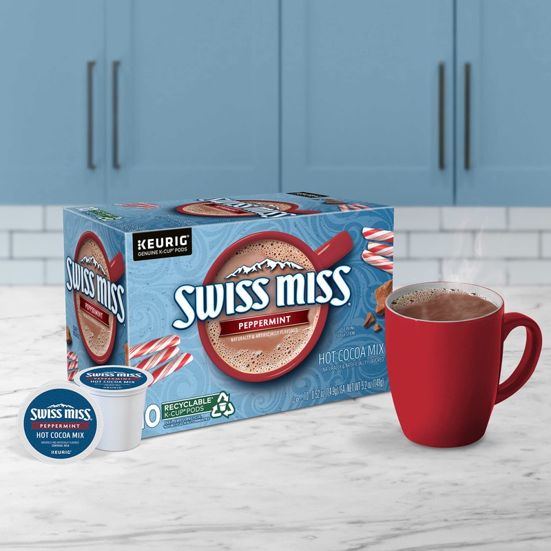 Swiss Miss Peppermint Hot Cocoa, Keurig Single-Serve K-Cup Pods, 10
