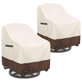 UNARK Outdoor Swivel Chair Covers Waterproof 2 Pack, Outdoor Chair Covers Patio Furniture Cover for Deck Patio Swivel Chair Heavy Duty, 33 W x 35 D x 36 H inches Beige and Brown