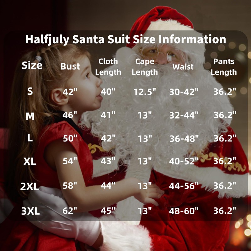 Men’s Santa Costume Set Christmas 12pcs Deluxe Velvet Adult Santa