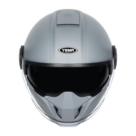 YEMA Convertible 3/4 Full Face Motorcycle Helmet DOT Approved - Dual Visor Motocross Off-Road Helmet for Adults, Modular Open Face Design for Street Bikes Scooters YM-653, Gray, S