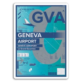 2 x 10cm GVA Geneva Airport Vinyl Stickers - Switzerland Travel Sticker #17405 (10cm Tall)