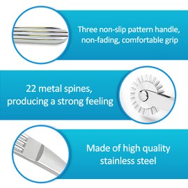 Prosixtoy Stainless Steel Gear Roller - Portable Finger Pin Wheel Gear Roller Rolling Strong Pin Wheel Rolling Wolf Tooth Roller