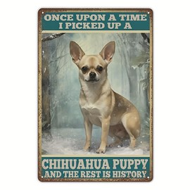 Tin Sign Chihuahua Puppy Metal Poster Tin Signs Painting Retro Metal Poster Bathroom Vintage Wall Decor