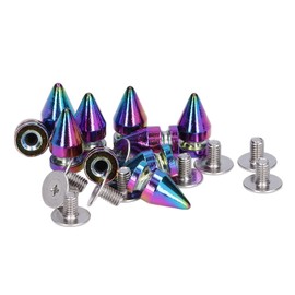 10 Sets Decorative Rivets Cone Spikes 7 x 13 mm Metal Colourful Punk Rivets Screw Rivets Tip for DIY Leather Crafts, Party Dress Decoration, Punk Style Clothing Accessories