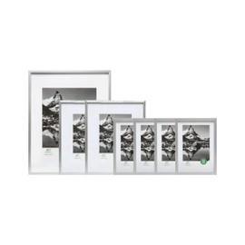 FrameWorks 7-Piece Deluxe Silver Aluminum Contemporary Picture Frames with Tempered Glass – Includes Four 5”x7”, Two 8”x10”, and One 11”x14”